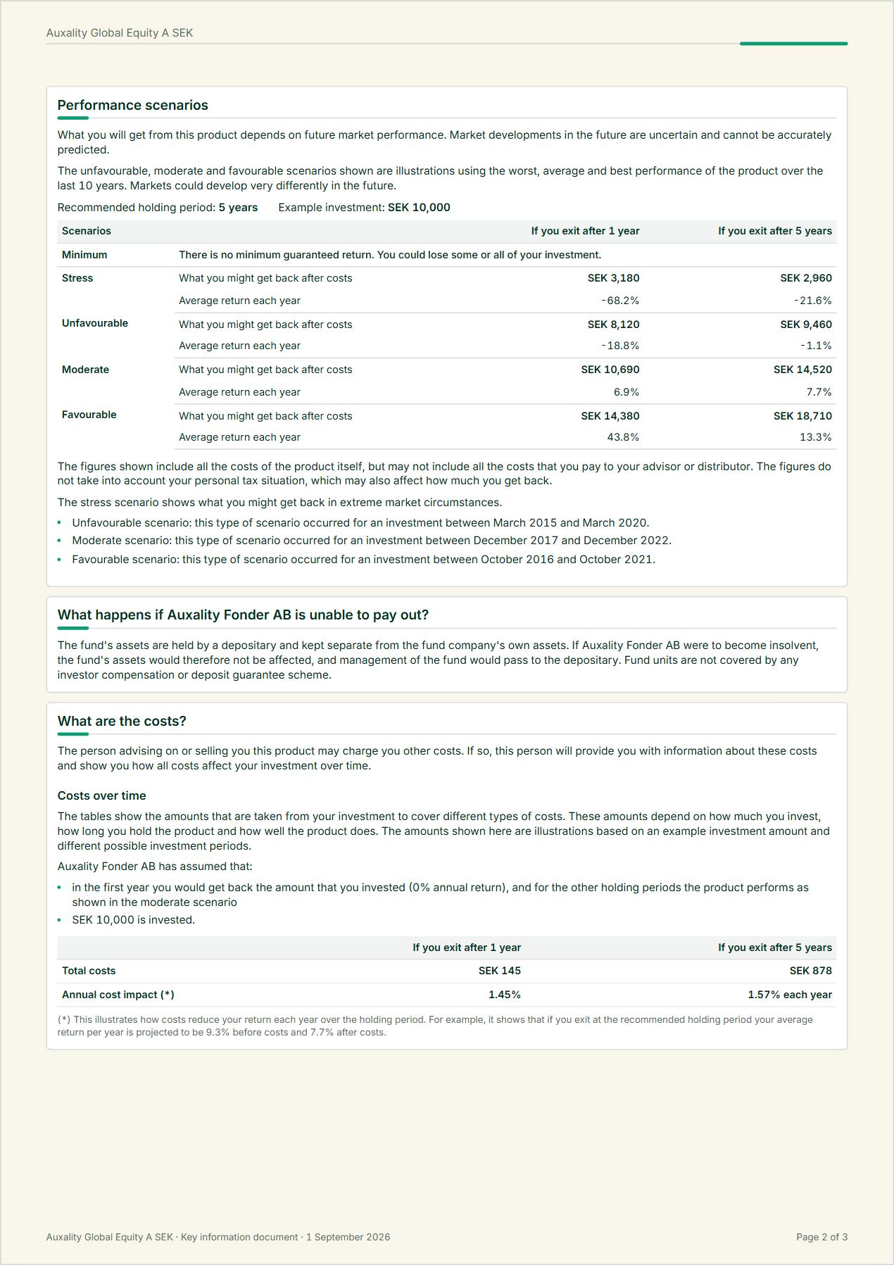 Generated PRIIPs key information document, page 2 of 3
