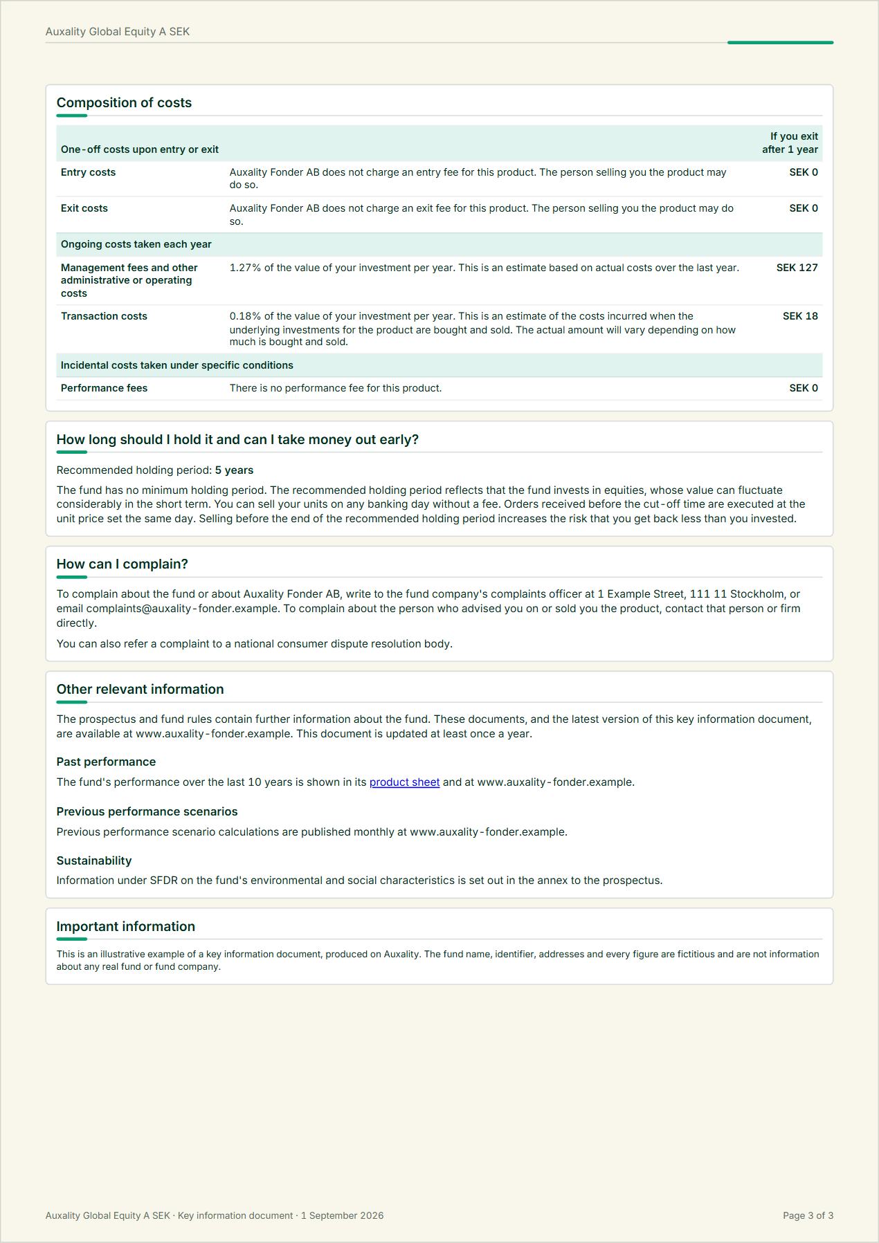 Generated PRIIPs key information document, page 3 of 3
